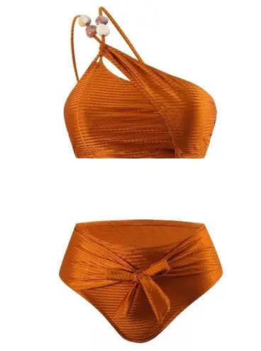 NWT AD European and American Split Bikini Sexy Soft Bikini Swimwear Rust L Orange Size L