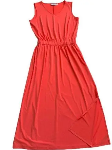 Joan Rivers  Maxi Dress Petite Coral Orange Sleeveless V-Neck Jersey Size SP