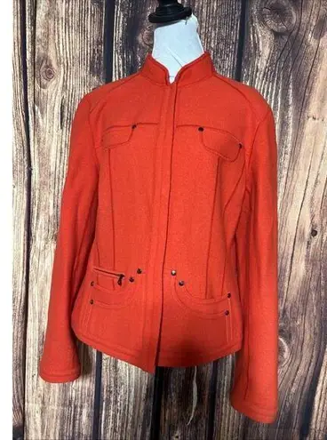 Per Se Women Wool Jacket Orange Size 14 100% Wool M L Preppy Retail $695 Career