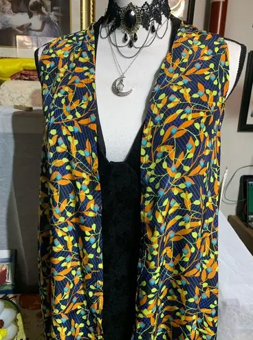 LuLaRoe  Joy Blue Yellow Orange Vest