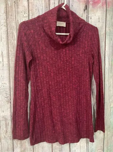 Everly Anthropologie  Cowl Neck Top Burgundy Pink Size Small Ribbed 🌸🍒