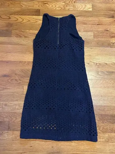 Sunday in Brooklyn Anthropologie Navy Blue Eyelet Mini Shift Dress Womens XS