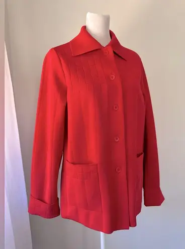 Vintage ‘70s Dorce Bright Red Button Front Collared Cardigan Sweater Size L