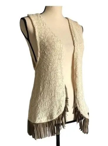 Astars Bonfire Festival Hippie Fringe Knit Vest Size S Brown