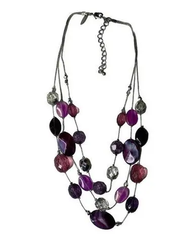 Multicolor NK Beaded Necklace Adjustable Length Purple Pink Silver Beads u Fashi