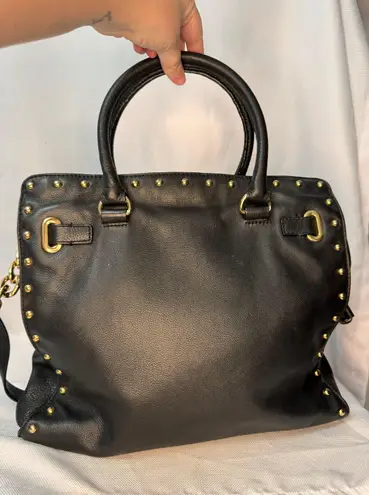 Michael Kors Black Leather Hamilton Studded Bag w/Chain Strap GUC | Designer Bag