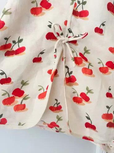 Farm Rio Cherry Print Linen Blend Skort, Size XL