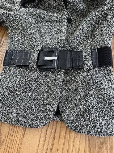 Alfani Petite Women's Blazer Sz 2P Tweed Belted Removable Collar Cropped Jacket