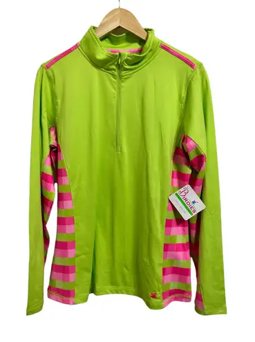 Birdies & bows lime pink sandy square pullover size Large NEW Green