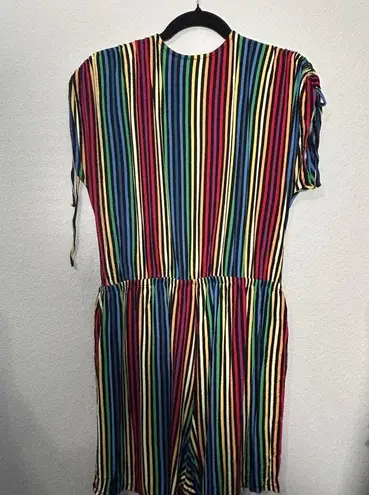 Lane Bryant NEW  Short Sleeve Ruched Shoulder Romper Stripe Multicolor XL 14/16 - Image 6
