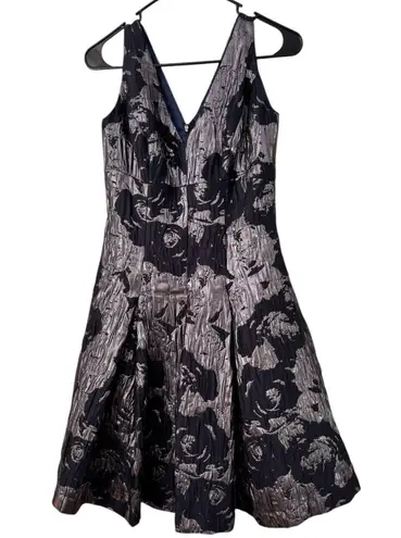 Aidan Mattox NWT Metallic Fit & Flare Dress Twilight Black Size 2