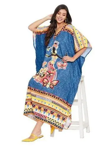 Gypsie Blu kaftan swim cover up one size large xl medium blue dancing beach Orange