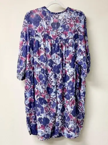 Isabel Marant Etoile Mazea Floral Printed Mini Shirt Dress Blue Women's Size M Size M