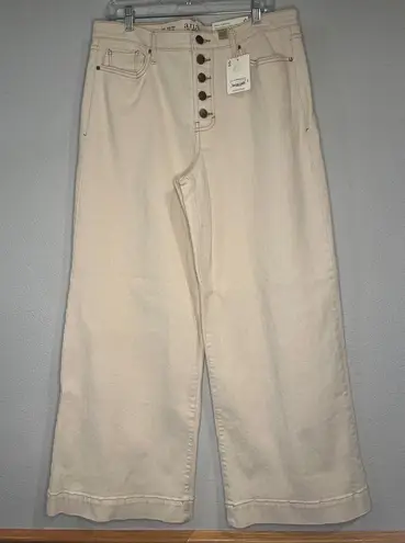 a.n.a NWT . high rise wide leg stretch cotton denim jeans pants natural 14