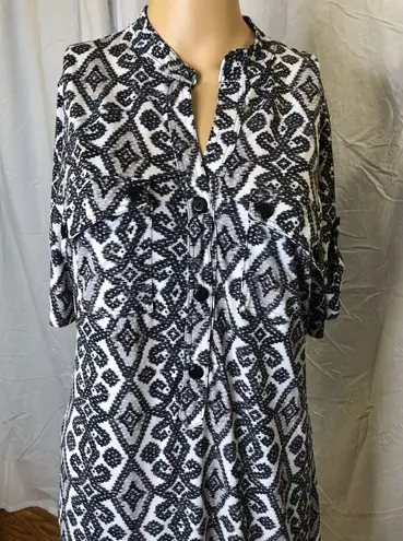 Valerie Bertinelli valeroe Bertinelli size 12, gray black, white geometric dress