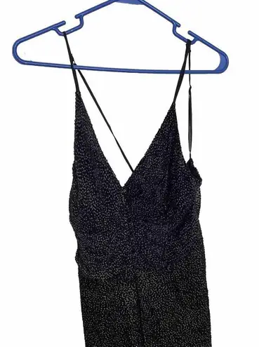 Jonathan Simkhai Black White Polka Dot Spaghetti Strap V neck Jumpsuit Size 4