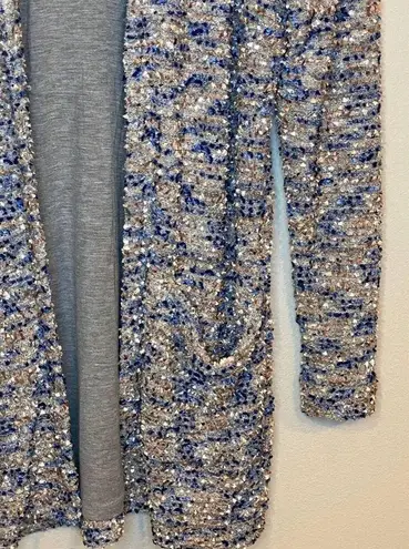 ASTARS Bette Cocoon Cardigan X Small Knit Jersey Knit Lined Open Front Textured Blue Size XS