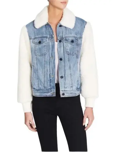 Rebecca Taylor LA VIE DENIM & FAUX FUR JACKET - LIGHT DENIM Size M