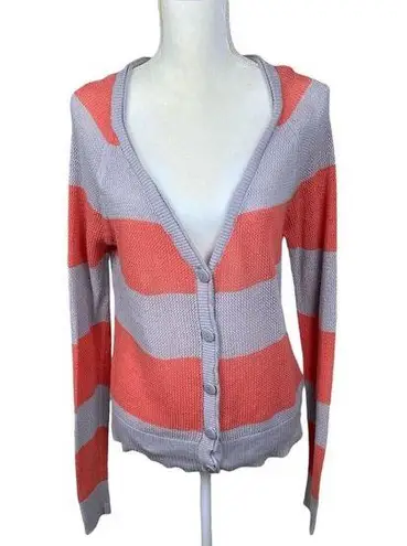 Roxy  striped sweater, size XL, v-neck, buttons, mesh, banded sleeves and hem