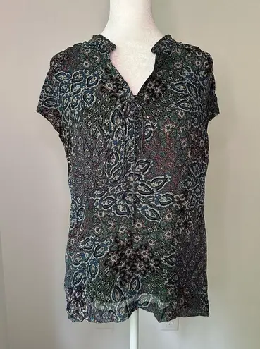 Classiques Entier blue & purple paisley short-sleeve silk top size S