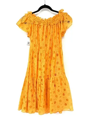 Trina Turk  Dress Women's Size S Off Shoulder Lace Mini Short Sleeve Orange NWT