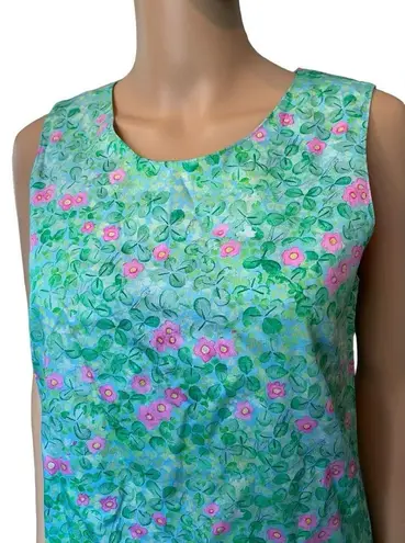 Gillian Valentine Green Pink Cottagecore Fairy Floral Clover Heart Mini Dress Size M