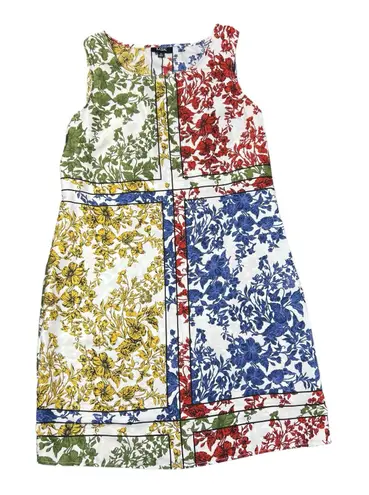 MSK WOMENS FLORAL IVORY MULTI JEWEL TONES SLEEVELESS WOMENS SHEATH DRESS MEDIUM