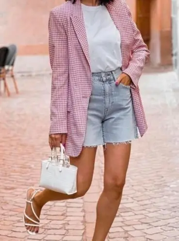 ZARA  Pink Houndstooth Blazer And Skort