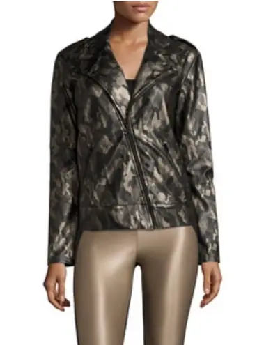 Koral Activewear Specter metallic camo-print vegan leather moto jacket small NWT
