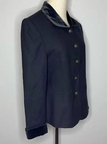Valerie Stevens Petites Vintage Pure Wool Deep Navy Blue Blazer Jacket 8 Petite