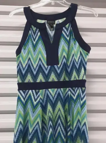 Enfocus Studio En Focus Studio Dress Womens Size 6 Blue Chevron Print