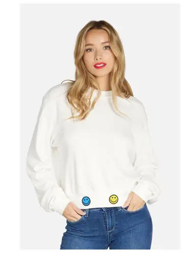 Lauren Moshi Spalding Hello Moshi Pullover In Milk Size Large