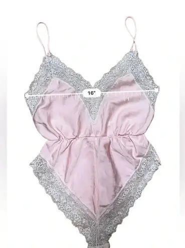 Vintage Ms. Leslee Pink Teddy Bodysuit Romper French Cut Tagged Large Fits Small