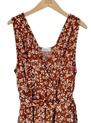 Kaileigh Kalieigh Maternity Ora Knit Crop Jumpsuit in Burnt Orange Floral 1X Sleeveless