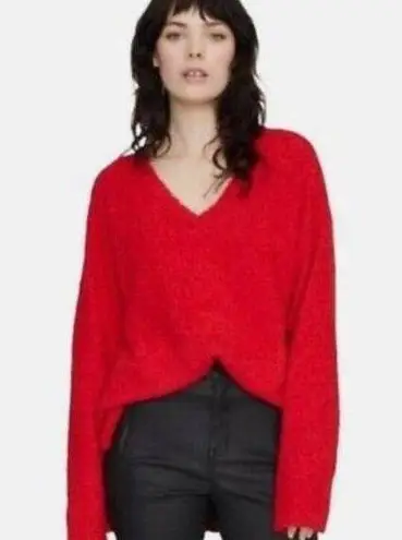 Sanctuary  Punk Fuzzy V-Neck Pullover Sweater Red Women's Size Small NWT