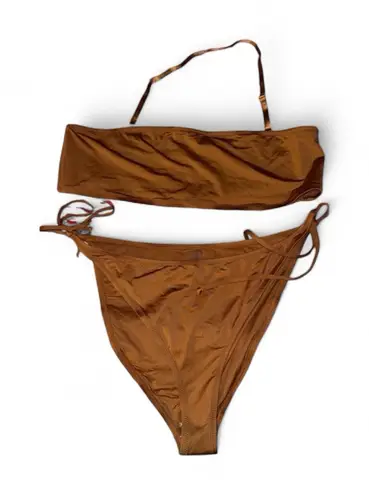 SKIMS Size 4X Bandeau Top + Bikini Bottom Set Almond Women’s Swim NWT