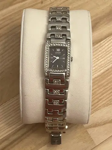 Citizen Eco-Drive Ladies Watch Crystal Black Dial Crystal and Stainless Bracelet