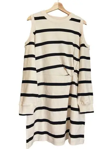 Tanya Taylor NWT  Shirley dress cold shoulder plus size 1x cream black stripes