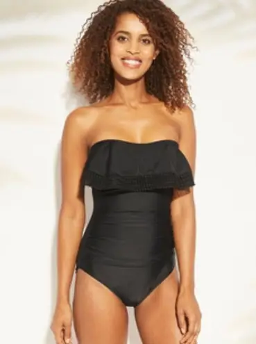 Kona Sol Crochet Ruffle Bandeau One Piece