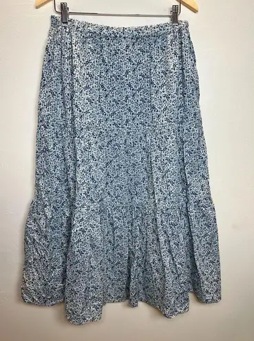 Madewell  Women's NF955 Size M Blue Button-Front Tiered Maxi Skirt NWT