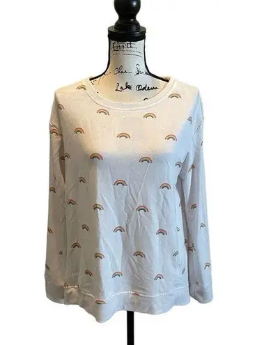 Jane and Delancey Rainbow Sweatshirt White Small Lightweight pullover