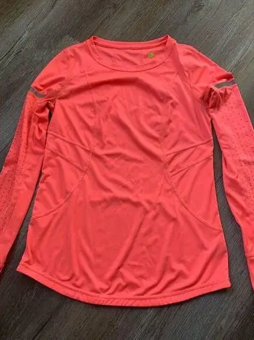 Xersion  Running Long Sleeve Workout Top Coral Orange Peach Pink Size S Slim Fit