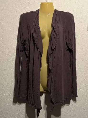 Elle Purple Gray Lace Back Open Front Cardigan Size XL Lightweight Long Sleeve