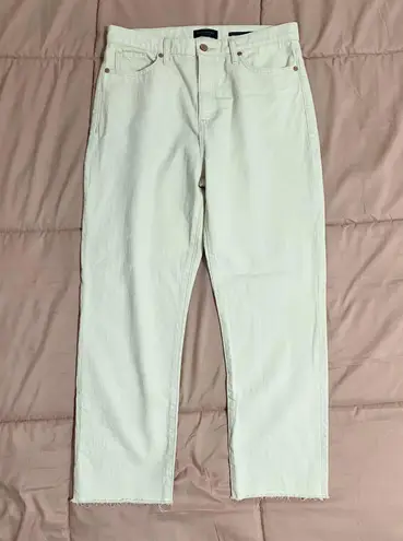 Banana Republic Ecru White High Rise Straight Ankle Jeans