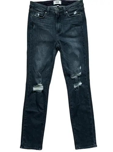 Paige  Hoxton Crop Rollup Jeans in Valera Destructed Distressed Wash | 27