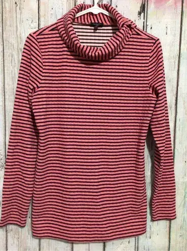 Talbots  Size Small Coral & Black Turtleneck Button Accent Collar ❄️☃️