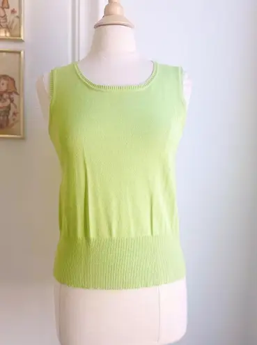 Leo & Nicole  Green Sleeveless Sweater Tank Shell M Medium Classic Office EUC