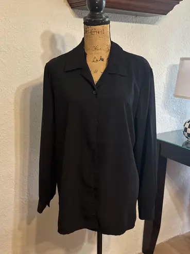 Laura Scott Women's XL Black L/S Button Down