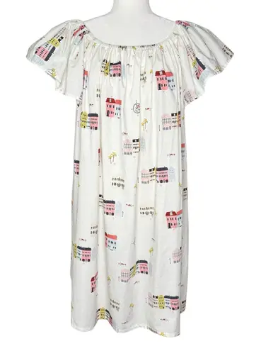 The Tiny Tassel Rainbow Row Dress Size XXL 2X Artsy 100% Cotton Flutter Sleeve