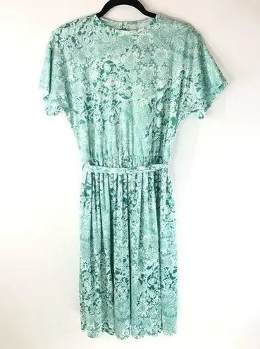 Blair Vintage A Line Dress Green White Floral Belt